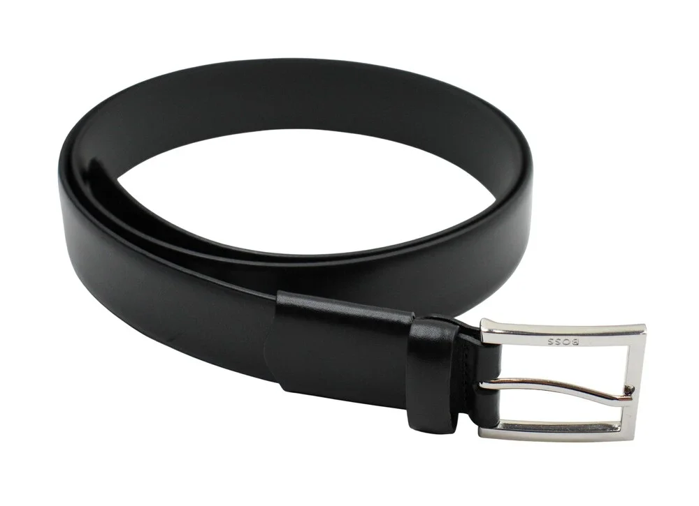 BOSS Belt Mens Size 44 Black Cowhide Leather Dressletic Handmade Romania New